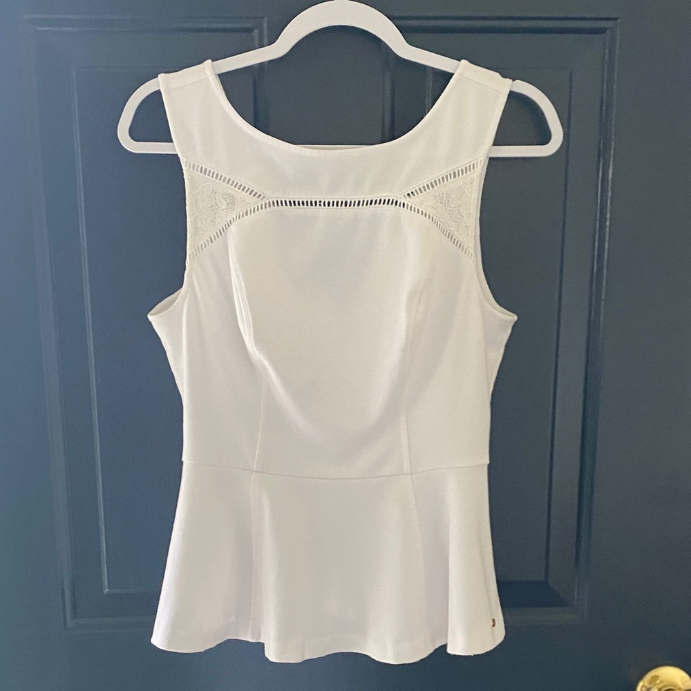 Guess White Peplum Sleeveless Top - Size Medium